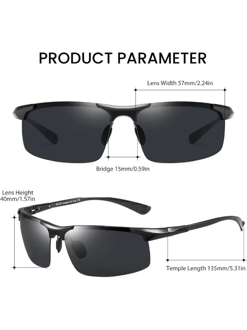 Ultralight Polarized Carbon Fiber Sunglasses for Men | UV400, Wrap Around